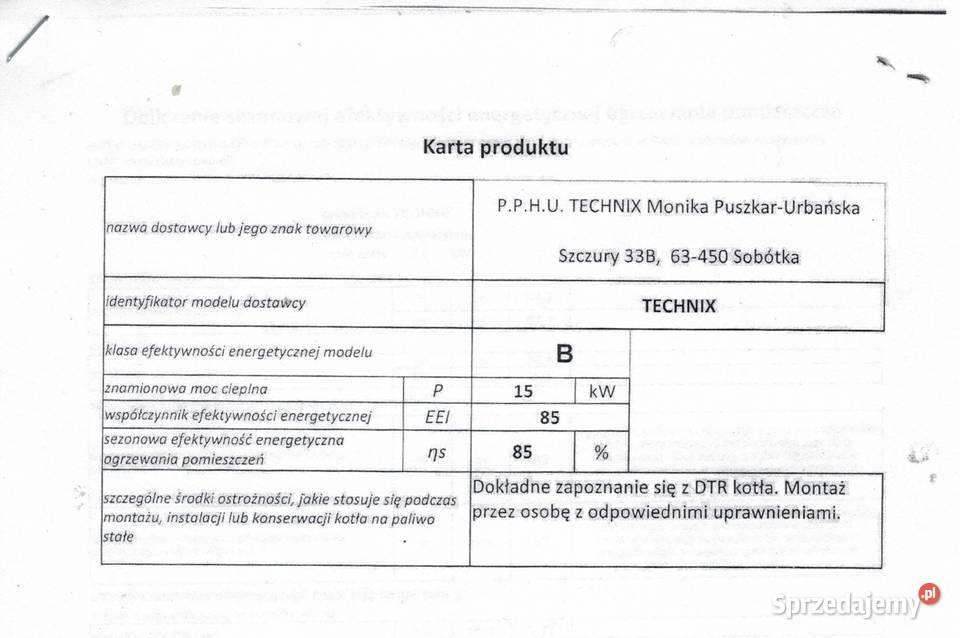 Kocioł piec 5 klasa 15kW 120m2 z podajnikiem na Nowy Tomyśl