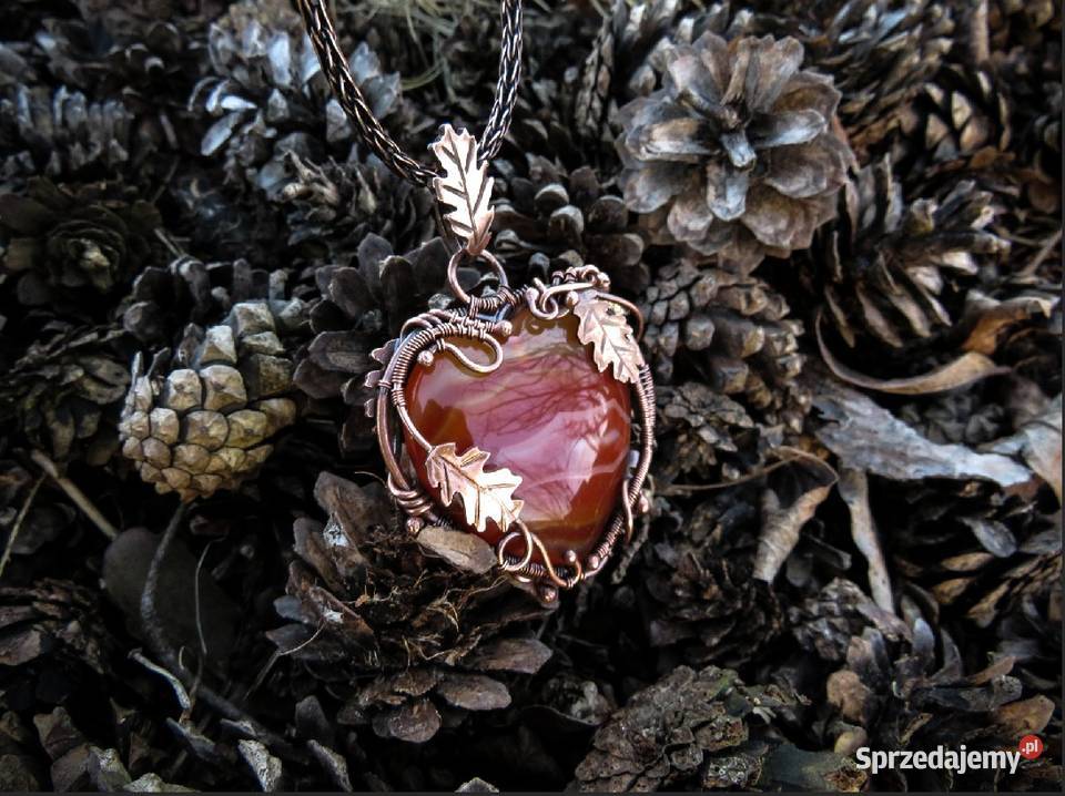 Dwustronny miedziany wisiorek z agatem motyw Wieliczka sprzedam