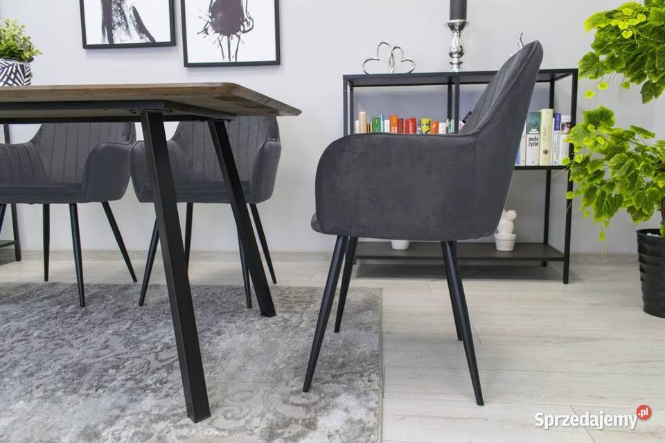 Krzesło LUGO aksamit ciemny szary nogi czarne x Krzesła Bielsk Podlaski