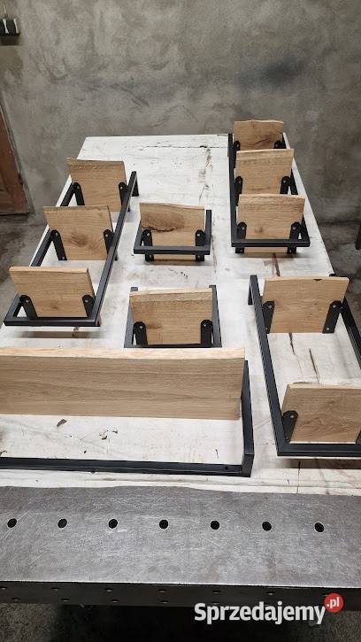 Zestaw Półek wiszących na ścianę LOFT DĄB STAL warmińsko-mazurskie Bartoszyce