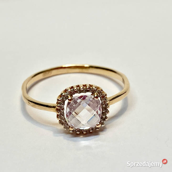 Złoty PIERŚCIONEK 585 14K piękne KAMIENIE Warszawa