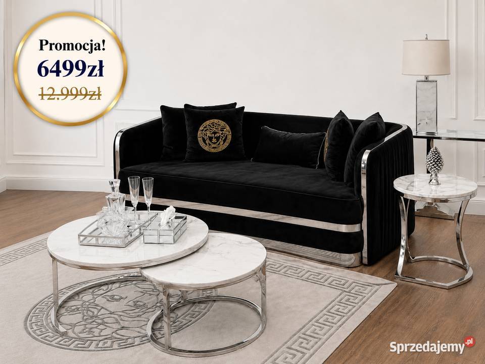 Sofa glamour czarna złota do salonu klasyczna sprzedam