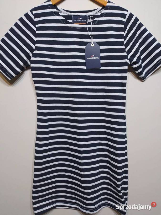 Yachting Couture S bluzka tunika paski czarne czarny sprzedam