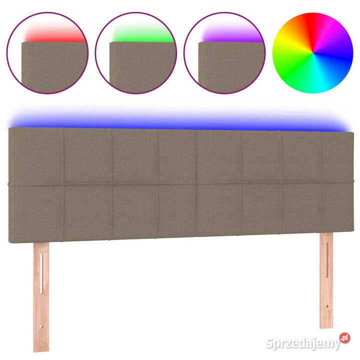 Zagłówek do łóżka z LED taupe 144x5x7888 tkanina Meble Warszawa