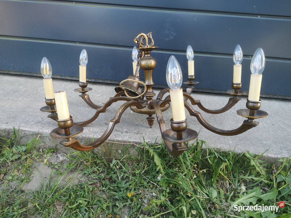 Duży żyrandol mosiężny 8ramienny łódzkie