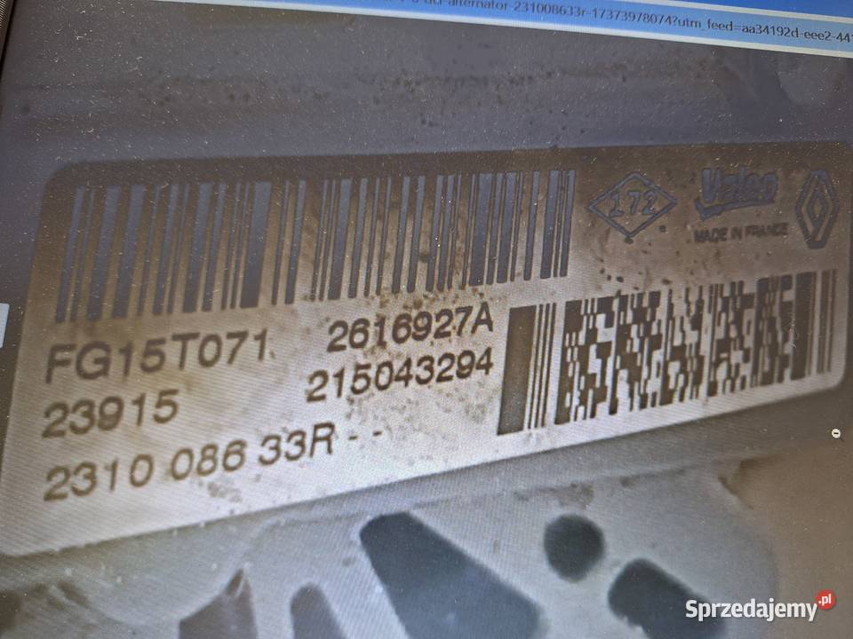 Alternator Renault Trafic 16 diesel 120 Oryginał Biłgoraj