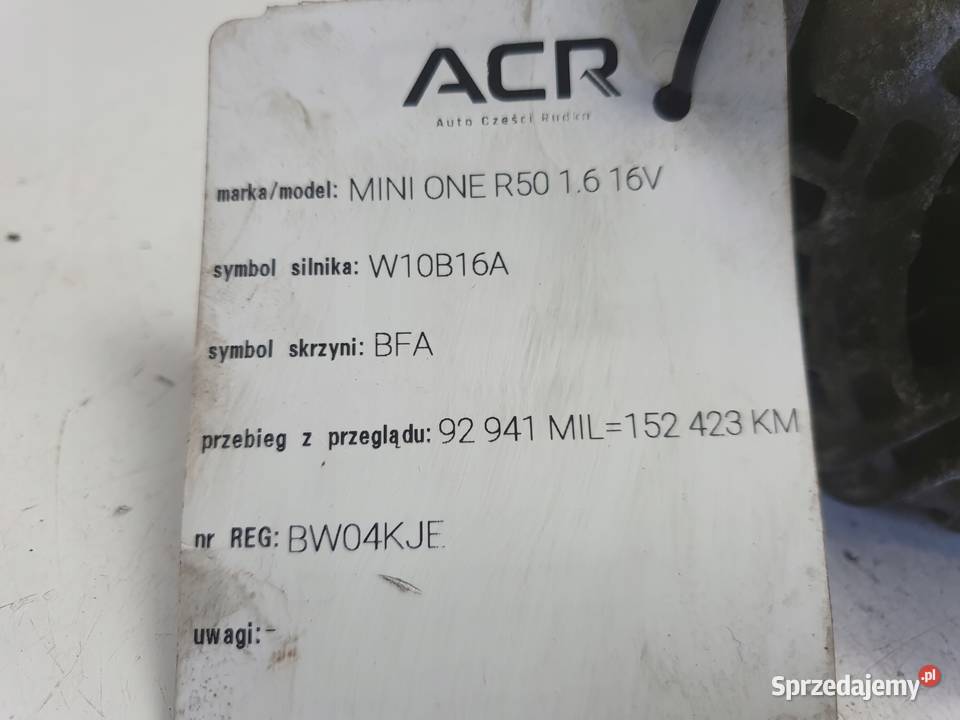 ALTERNATOR Mini One R50 R53 16 16V 0124325108 Chełm