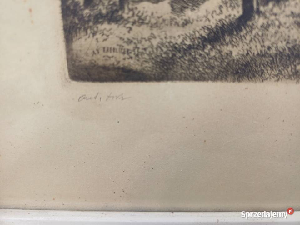 Stara 100 lat grafika sygnowana Lubań