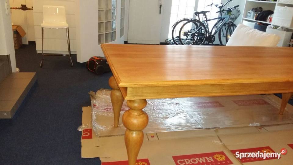 Stół biuro lity dąb frezowane nogi 240x90 Piaseczno