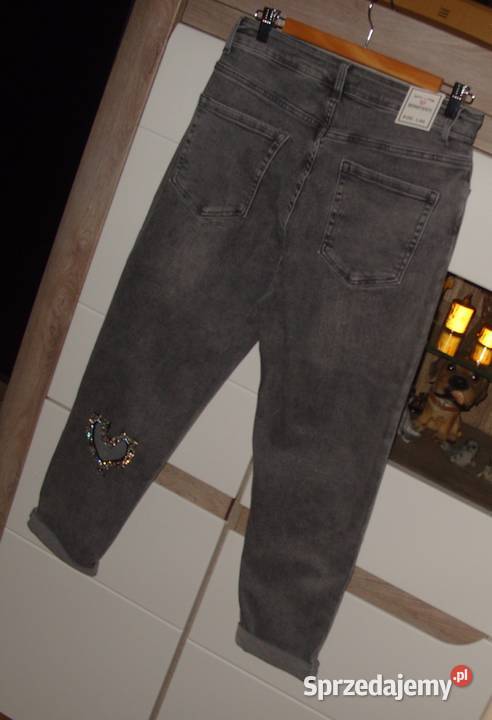jeansy z serduszkiem pasek REDSEVENTY r L XL sprzedam