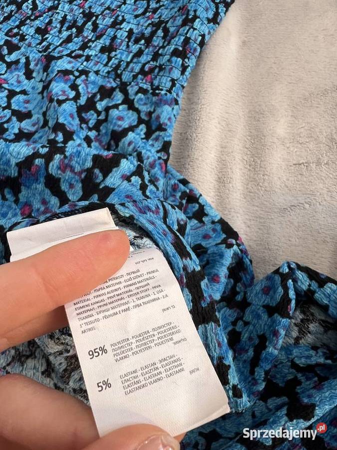 Sukienka długa niebieska z długim rękawem Rozmiar 34(XS) Jasło
