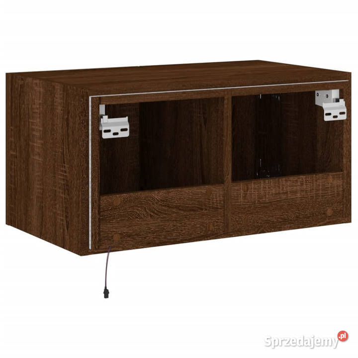 Ścienna szafka TV z LED brązowy dąb 60x35x31 Warszawa