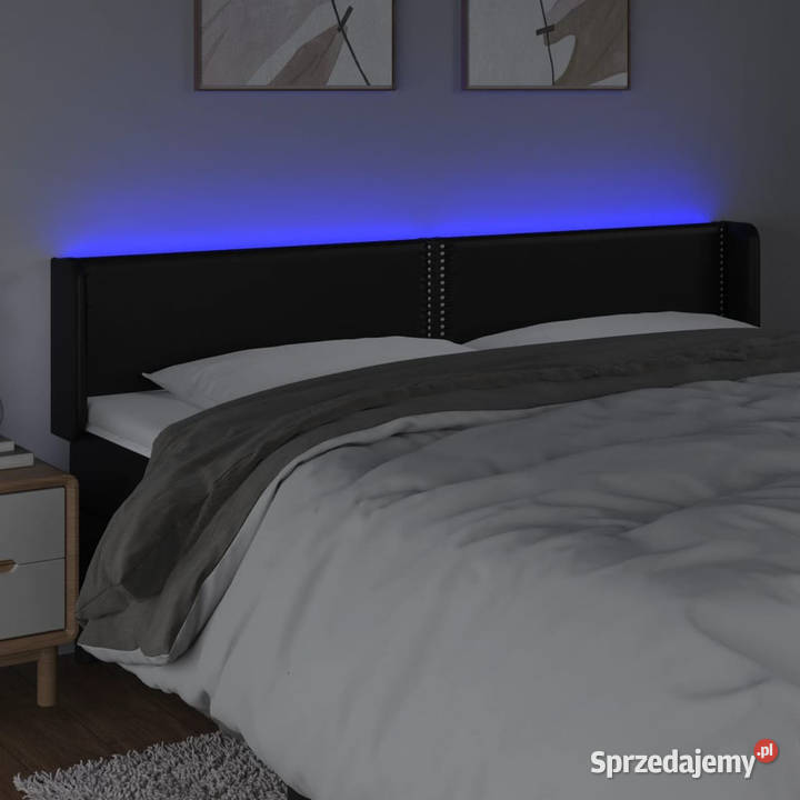 Zagłówek do łóżka z LED czarny 203x16x7888 mazowieckie Warszawa