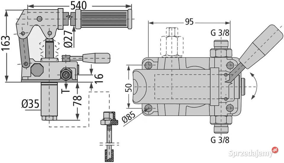 Pompa Hydrauliczna Ręczna Dwustronna Zbiornik 1L Solec Kujawski