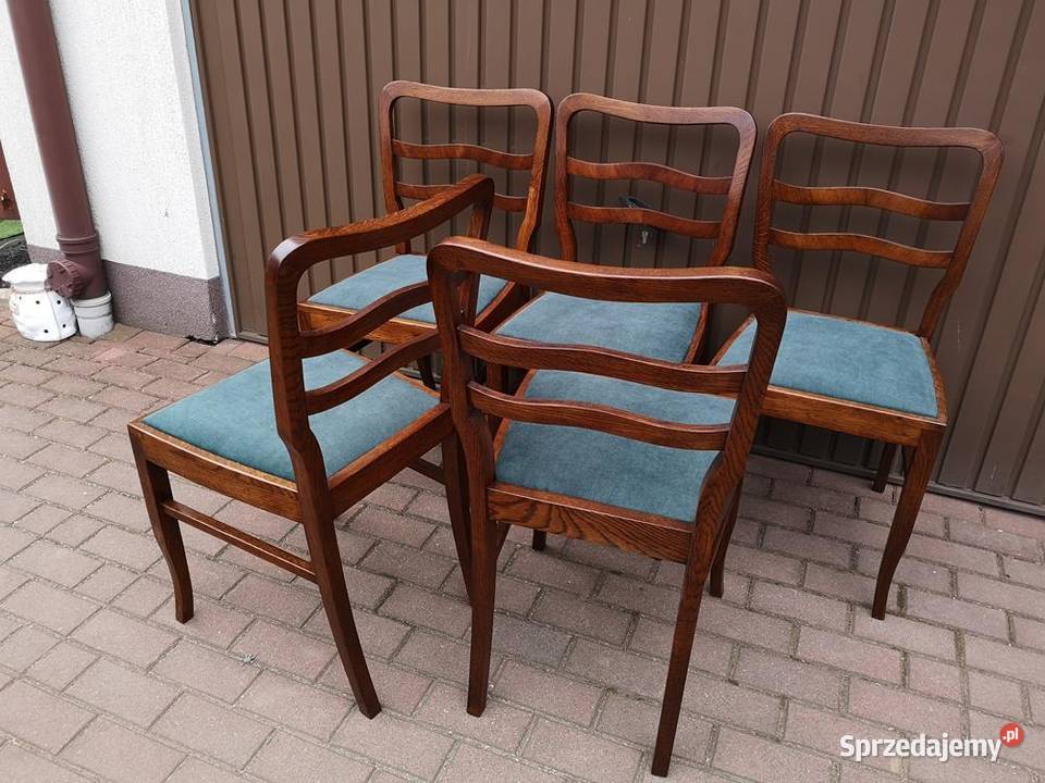 Krzesła ARTDECO Stare Antyk Komplet 5 Sztuk Swarzędz