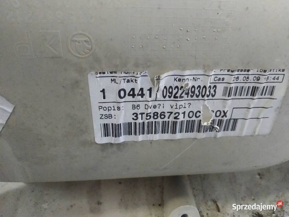 TAPICERKA BOCZEK LEWY PRAWY TYŁ SEDAN 3T KPL Rok produkcji 2009