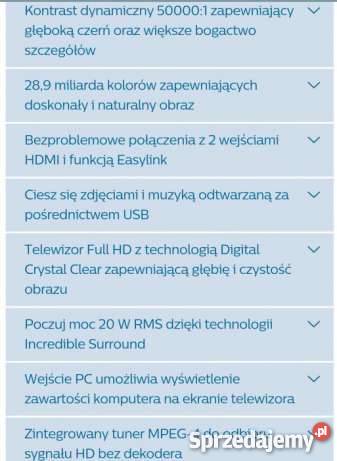 Telewizor Philips 42 cale tanio uszkodzone hdmi LCD Lublin