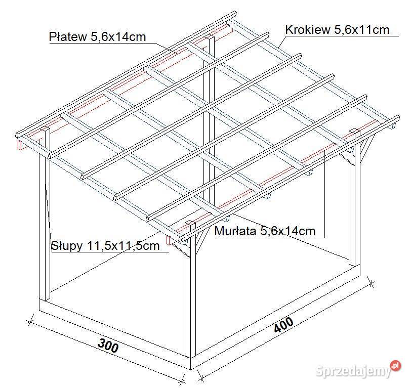 Drewniane zadaszenie tarasu pergola taras dolnośląskie Rębiszów