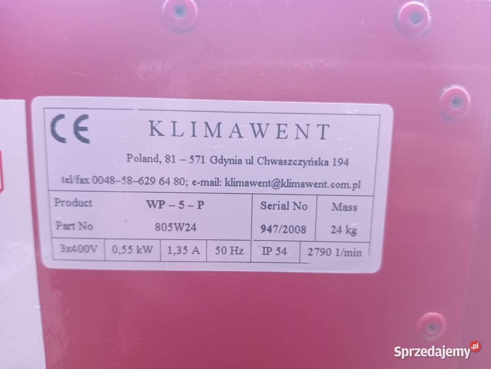 Wentylator Klimawent 055 kW Wejherowo