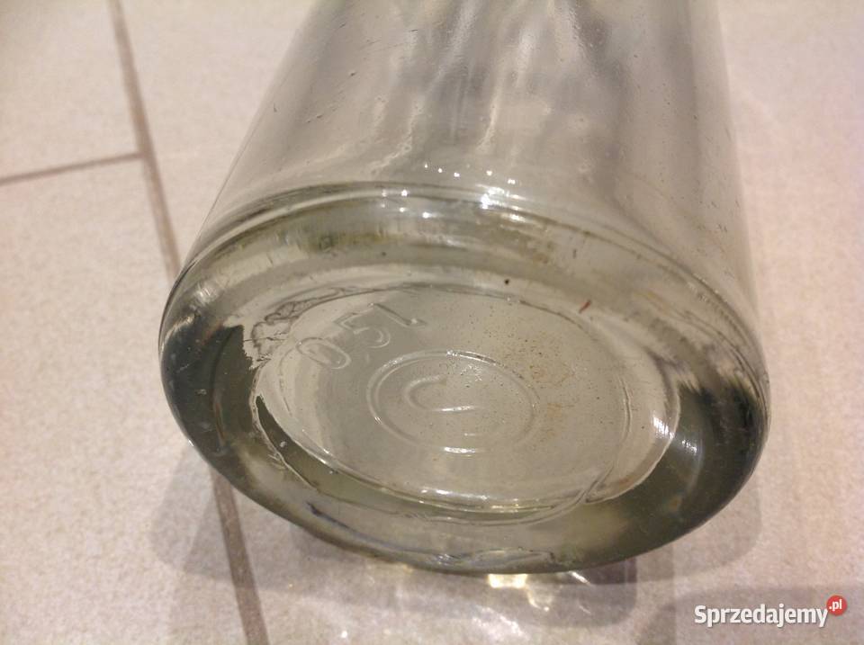 Stara Butelka Szklana z Porcelanką poj 05 L Nowa Sól