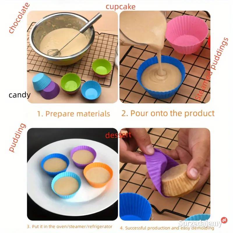 Silikonowe Foremki na Babeczki Kolorowe 12 AS wielokolorowy Płock