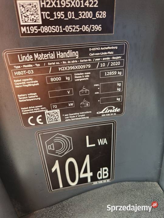 Wózek widłowy LINDE H80 gaz Wózki widłowe Trzebnica sprzedam