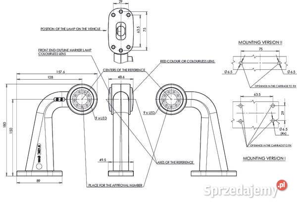 Lampa obrysowa LED prawa 1224V czerwona małopolskie Kamionna