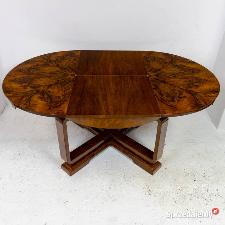 Stół okrągły art deco rozkładany orzech Swarzędz sprzedam