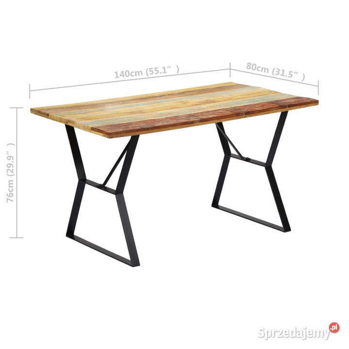 Stół jadalniany 140 x 80 x 76 z litego drewna z