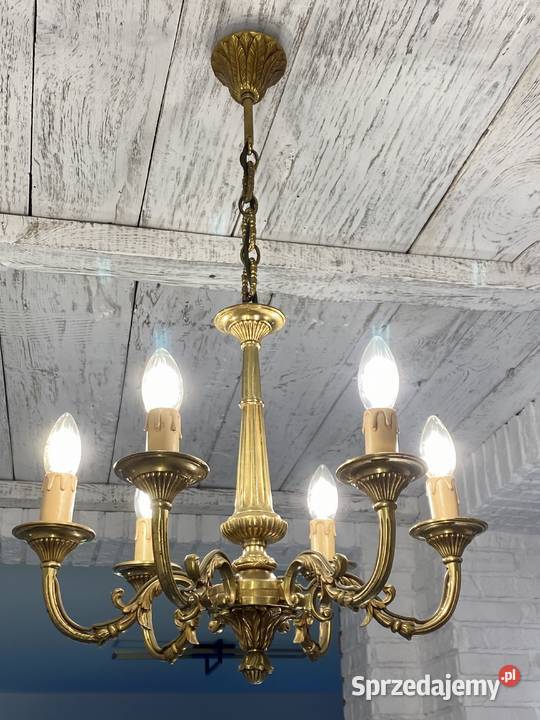 Francuski Żyrandol 27 mosiądz 6ram Antyk małopolskie