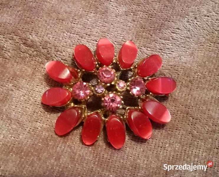 Stara angielska broszka różowoczerwona Ochojno sprzedam