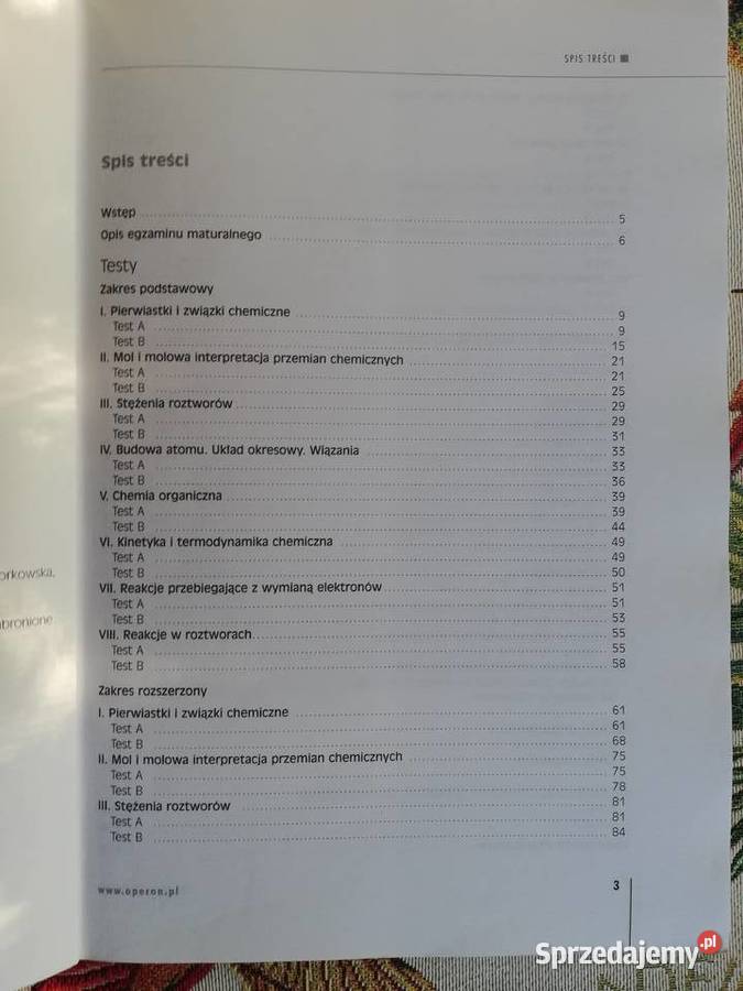 Chemia testy ucznia Nowa Matura 2005 Berecka szkoła ponadgimnazjalna małopolskie Kraków