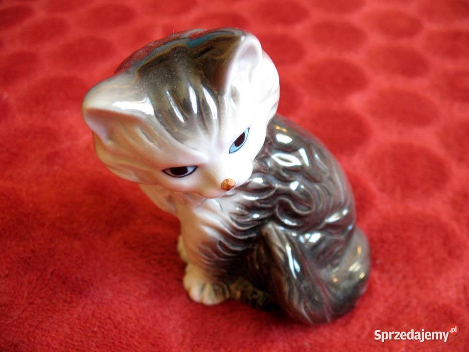 Kot piękny szary kocur porcelana Figurka 9 x 6 x Siedlce