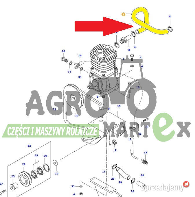 V35181400 35181400 WĘŻYK GÓRNY KOMPRESORA AGCO Wichrów