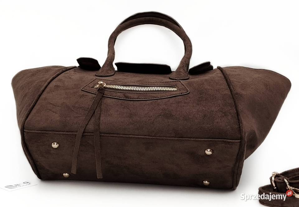 Torebka Zamszowa Eko Czekoladowa Shopper Warszawa