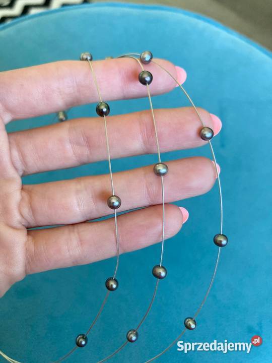 Nowy potrójny srebrny naszyjnik koraliki srebro