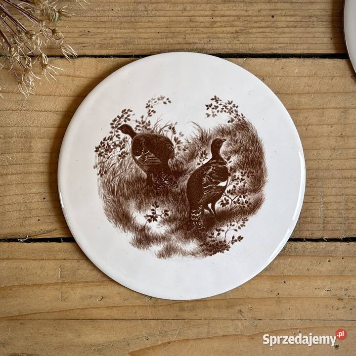 Trzy plakiety emaliowane z dzikimi zwierzętami Myszków