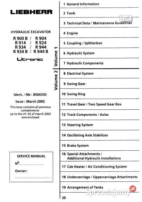 Liebherr R900B R904 R914 R924 instrukcja naprawy Kielce