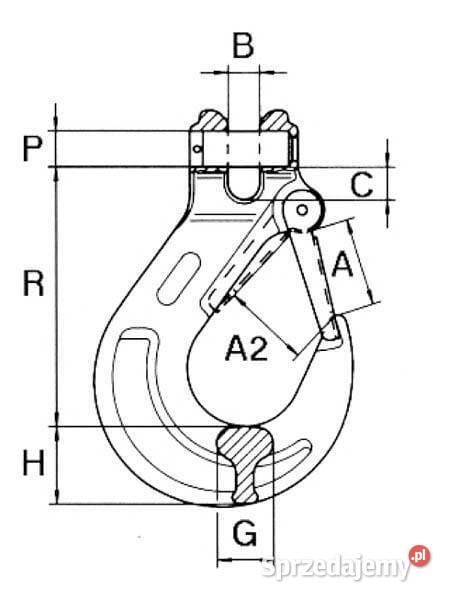 Hak z głowicą widełkową z zapadką odlewaną G8 6 Kamionna
