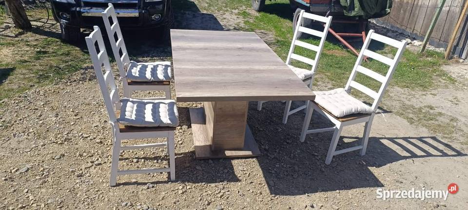 Stół 160x90 z 4 krzesłami poduszki Szwajcaria Dom i Ogród