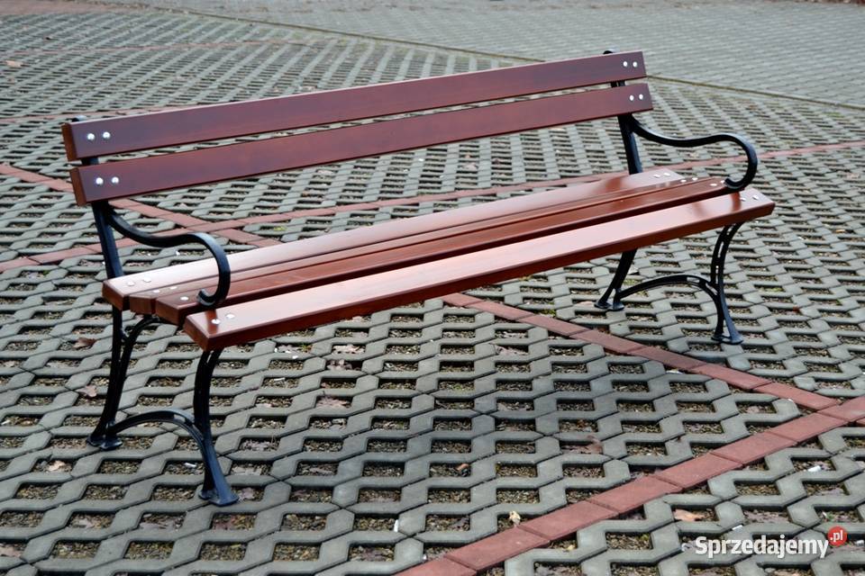 Ławka z oparciem podłokietnik miejska ogrodowa Sękowa