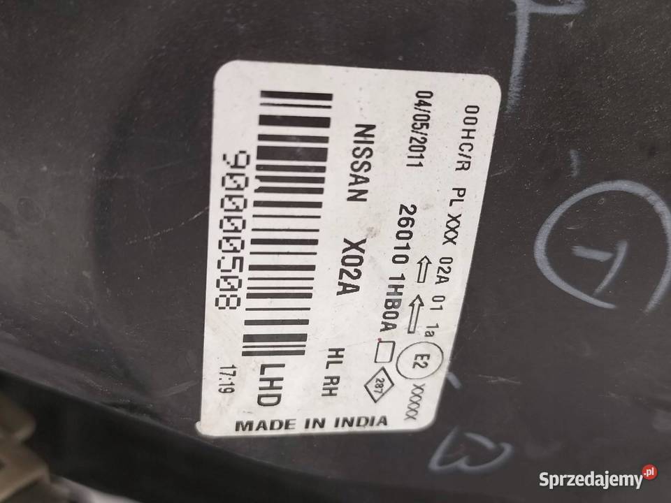 LAMPA PRZÓD PRAWA K13 EUROPA Nissan Micra IV Lampy przednie świętokrzyskie sprzedam
