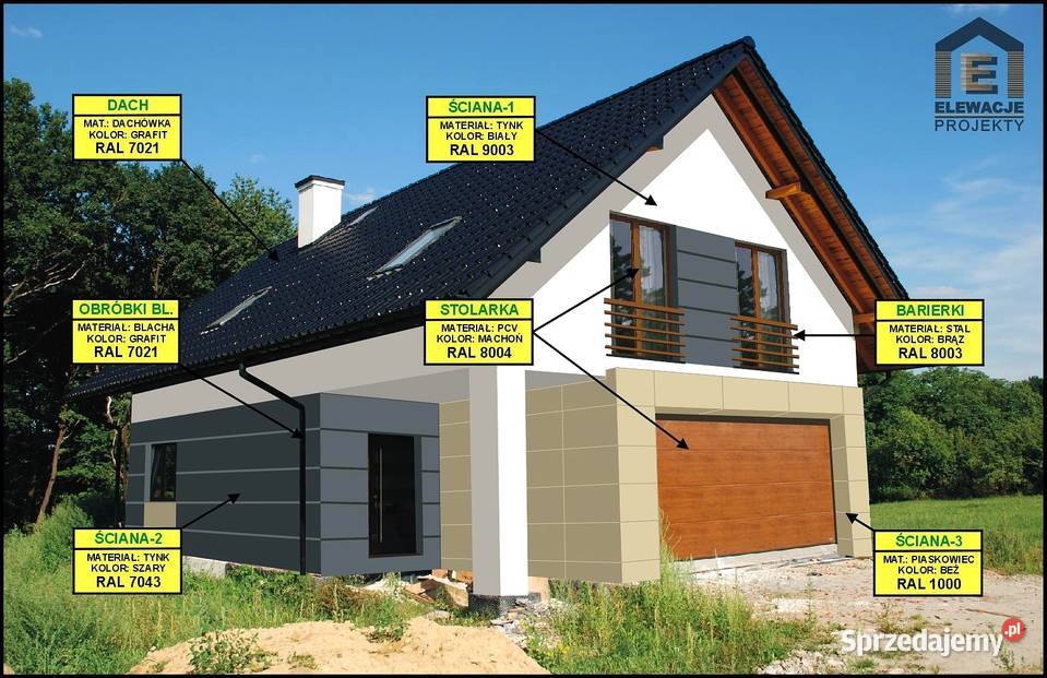 PROJEKT ELEWACJI DOMU mazowieckie