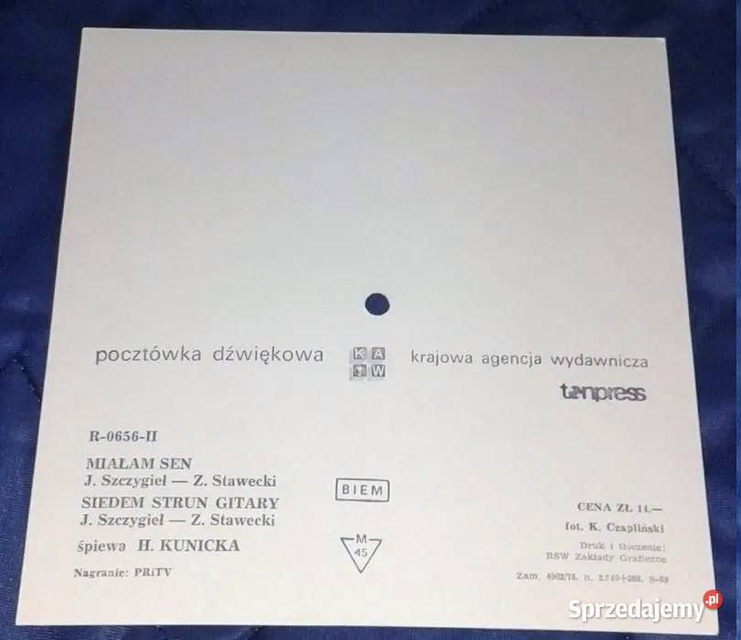 Pocztówka dźwiękowa H Kunicka Chełm