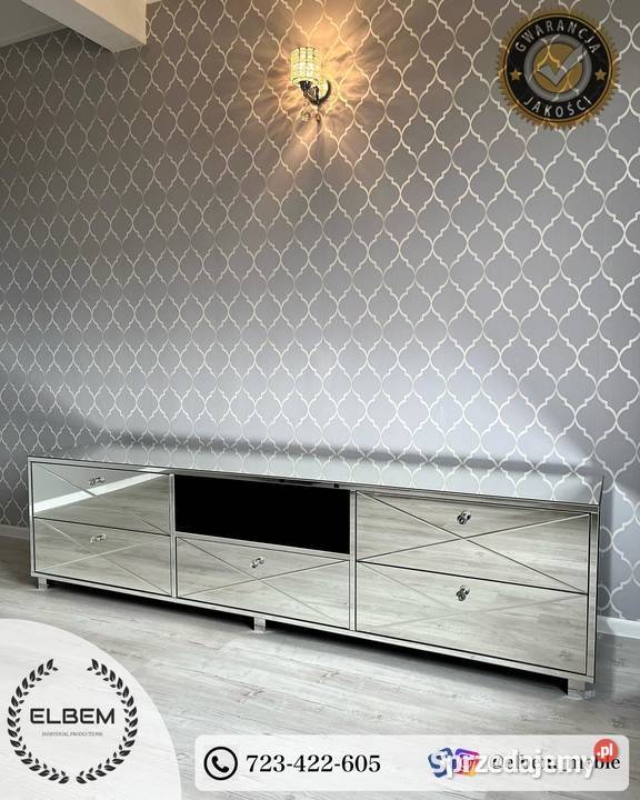 Lustrzana szafka RTV Glamour 200cm Poznań