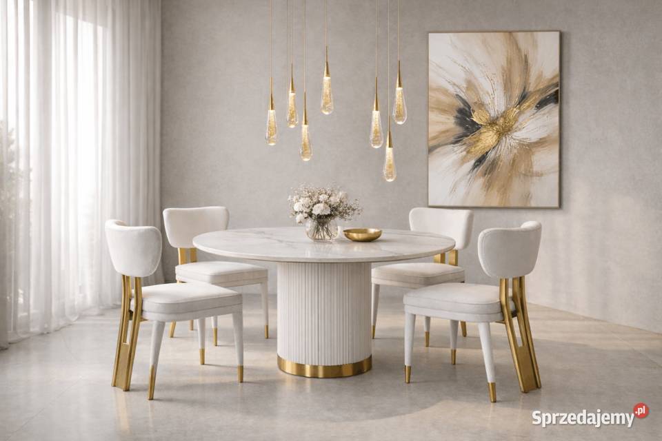 Stół okrągły ecru 120 ryflowany ze spiekiem Stoły Golkowice