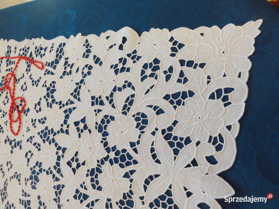 Bieżnik haft Richelieu rękodzieło 106x50 lubelskie