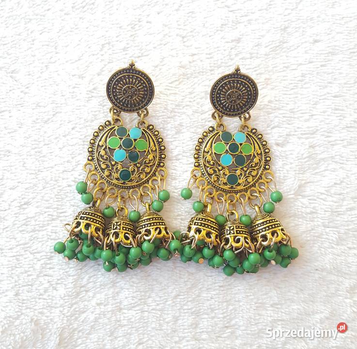 Nowe kolczyki indyjskie jhumki złoty kolor Szczecin