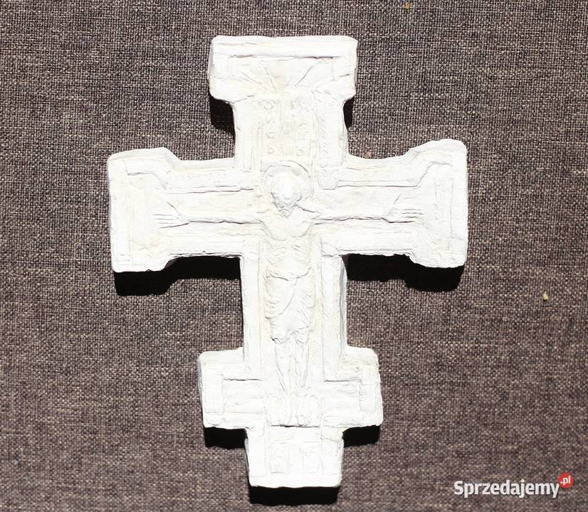 Krzyż prawosławny gipsowa płaskorzeźba Jezus na Gdańsk