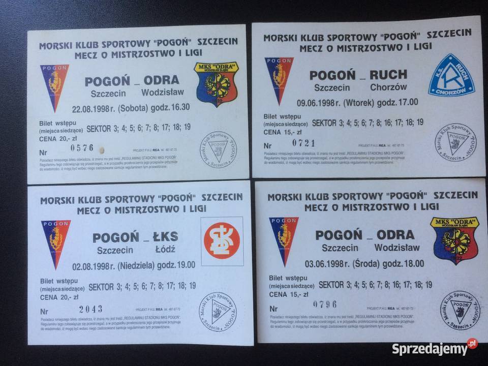 887 Blankiety Biletów Na Mecze Pogoni Szczecin sprzedam